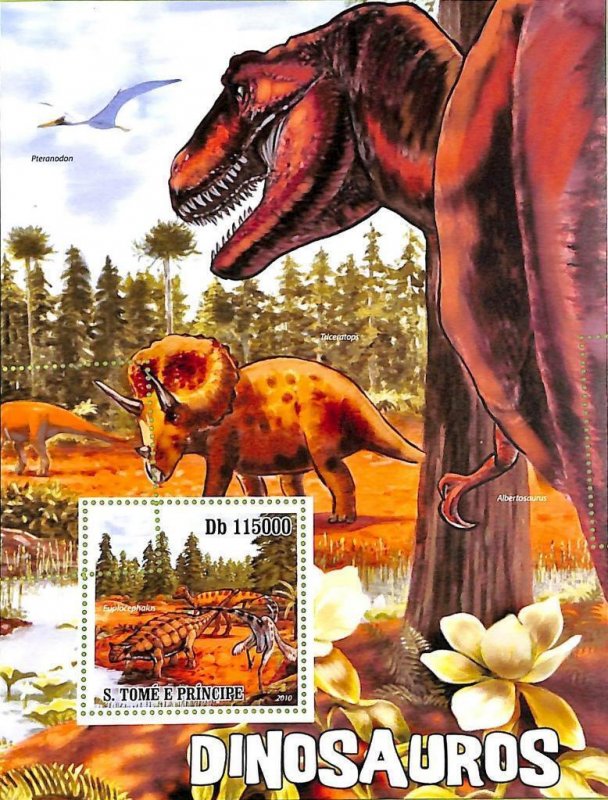 A8588 - S.TOME -ERROR MISPERF  Stamp Sheet - 2010 PREHISTORICS, Dinosaurs