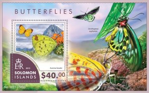 SOLOMON IS. - 2015 - Butterflies - Perf Souv Sheet - Mint Never Hinged