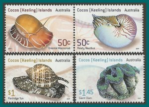 Cocos 2007 Shells, MNH  #345-347,SG430-SG433