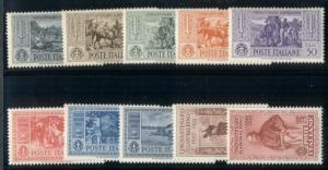 ITALY #280-9, Complete set, og, LH, VF, Scott $166.40