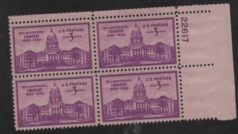 US, 896 , MNH, PLATE BLOCK,  IDAHO