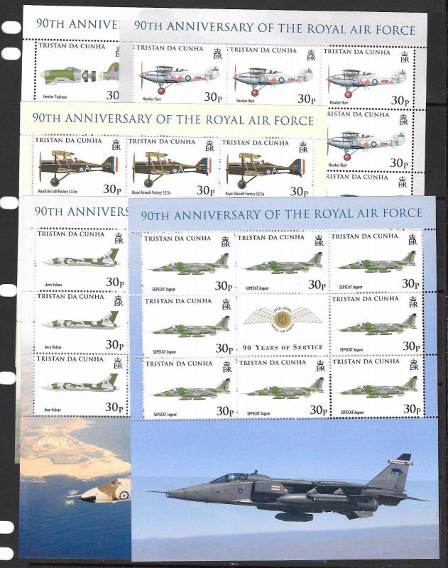 TRISTAN DA CUNHA SG907/11 2008 NAVAL AVIATION SHEETLET MNH