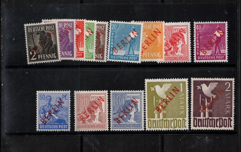 Germany Berlin #9N21 - #9N34 Very Fine Mint Scarce Set 2PF 20Pf 1m 2m Are NH