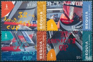 Bequia Stamps 2008 MNH 32nd America's Cup Sailing Sports 4v Block