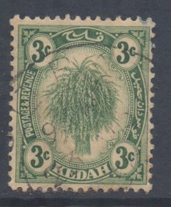 Malaya Kedah Scott 27 - SG53, 1922 Sheaf of Rice 3c used