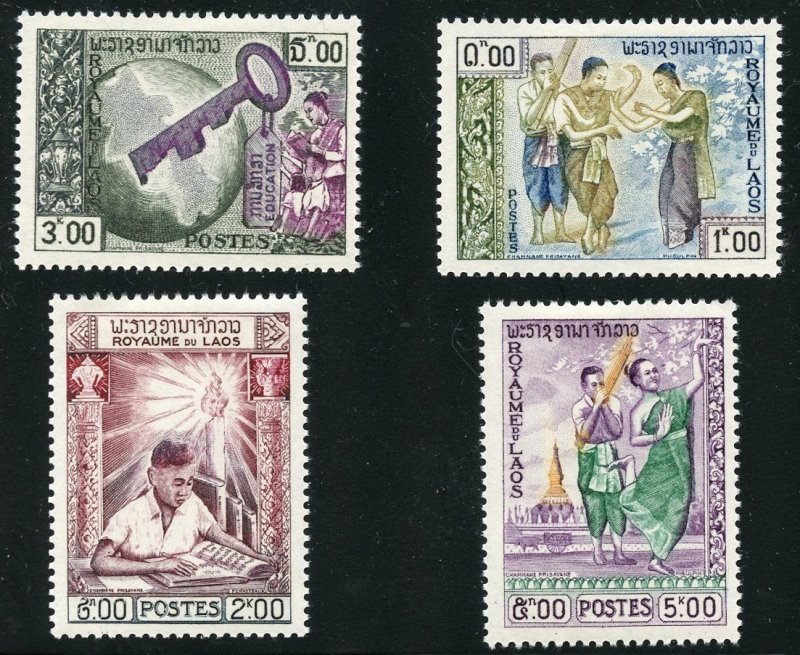 Laos Group of 30 stamps - Scott 41-43, 48-65, 70-73, 77-80, 88 Mint and Unused