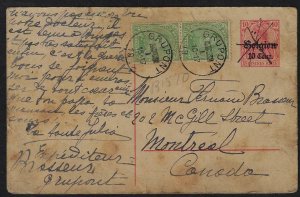 BELGIUM GERMANY 1919 TEN CENT ON 10 pf GERMAN OCCUPATION POSTAL CARD DELETED &