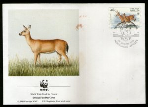 Netherlands Antilles 1992 WWF Deer Wildlife Animala Fauna FDC # 8173