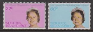 Norfolk Island 1980 Queen Mother's Birthday Sc#271-272 MNH
