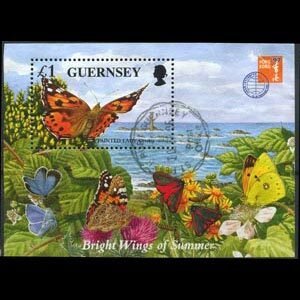 GUERNSEY 1996 - Scott# 590 S/S Butterfly Used