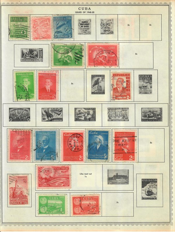 Cuba Stamp Collection On Album Pages Mixed Condition Lot