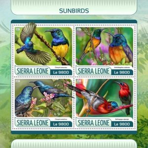 Sierra Leone - 2017 Sunbirds on Stamps - 4 Stamp Sheet - SRL17617a