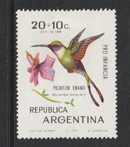 1970 Argentina - Sc B53 - MH VF - 1 single - Hummingbird