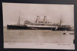 1914 Ship Postcard Cover Colombo Sri Lanka to West Australia RMS Orvietto RPPC