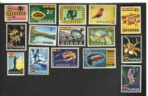 15 Ass't Stamp Lot of Ghana Sc #48-60 + Airmails #C1-2 - All VF MH stamps Cv $16