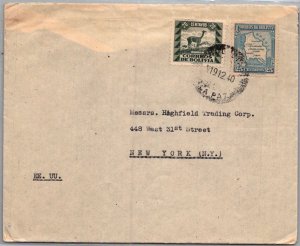 BOLIVIA POSTAL HISTORY COVER ADDR USA CANC LA PAZ YRS'1940-50