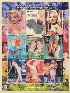 Thematic stamps St Thomas & Prince 2004 Marilyn Monroe  9v sheet used