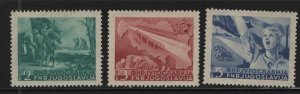 YUGOSLAVIA, 283-285, SHORT SET, HINGED, 1950, SURVEYING FOR HIGHWAY, BRIDGE MAP