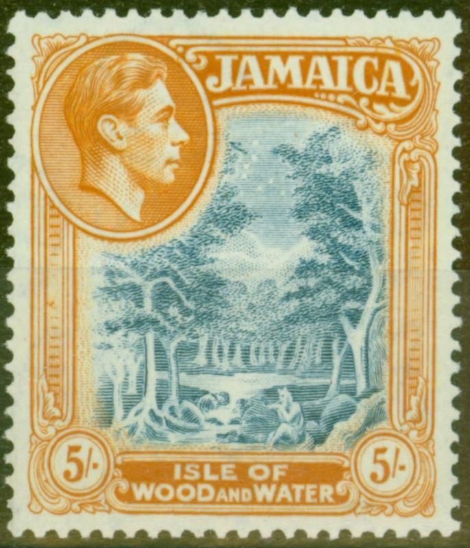 Jamaica 1938 5s Slate-Blue & Yellow-Orange SG132 V.F MNH