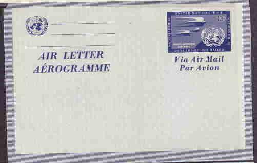 UNITED NATIONS POSTAL STATIONERY AEROGRAMME UNUSED AAE0288