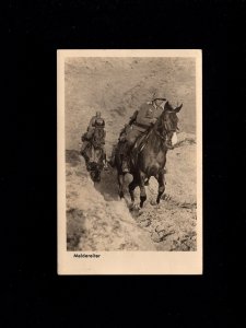 WWII APO 35 German Soldiers Horse Dispatch Rider Postcard GI Victor 1945 2j