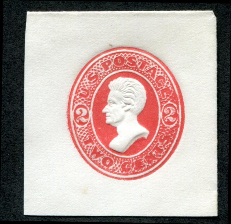 U.S. U149 Cut Square, 2c Vermillion,white, full corner,