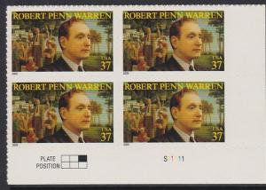 3904 Robert Penn Warren Plate Block MNH