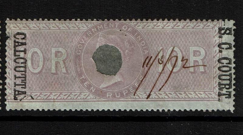 India 10R S.C. Court Calcutta, Used, BF# 52, Type B, see notes - S2021