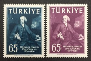 Turkey 1957 #1259-60, Ben Franklin, MNH.