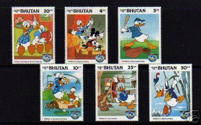 BHUTAN -1984 - DISNEY - DONALD  DUCK - MINT - SET OF 6!