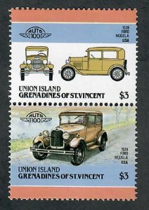 St. Vincent Grenadines - Union Island #163 Cars MNH attached pair