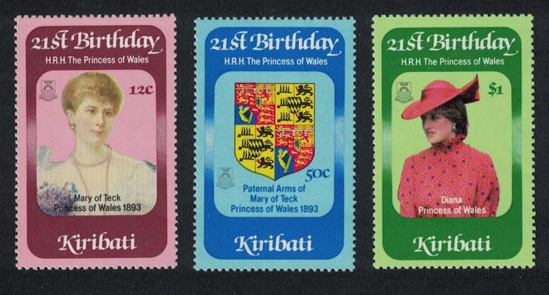 Kiribati 21st Birthday of Diana Princess of Wales 3v SG#183-185 SC#404-406