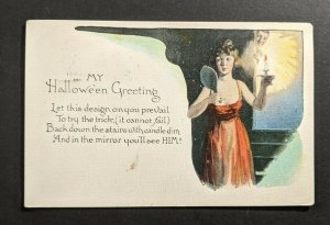 1928 Halloween Greeting Poem Illustrated Postcard Cover Middletown Springs VT