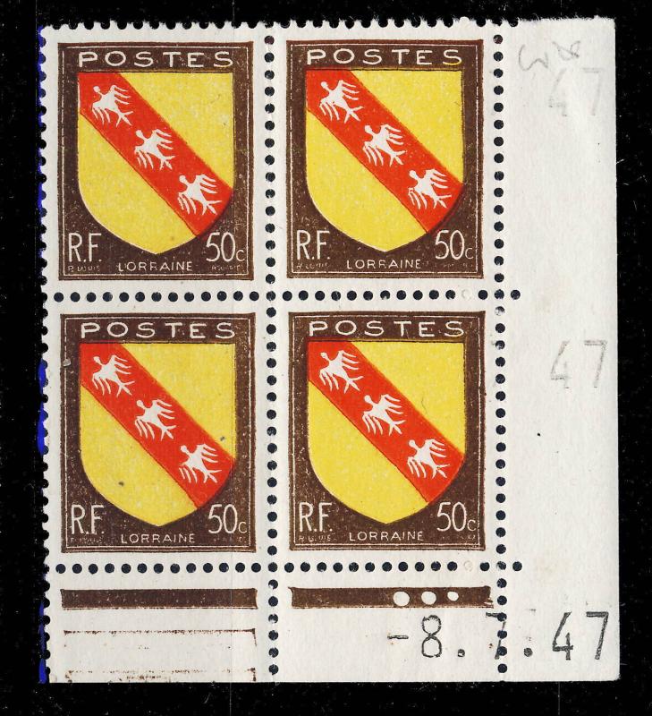 FRANCE - 1947 - N°757 50c LORRAINE COIN DATÉ du 8.7.47 (3 points blancs) - TB