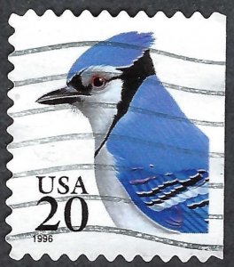 United States #3048 20¢ Bluejay (1996). Booklet single. Used.