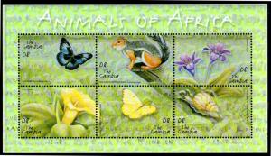 GAMBIA 2493 MNH S/S SCV $9.00 BIN $5.50 ANIMALS OF AFRICA