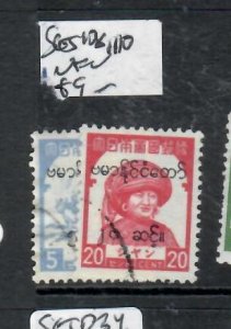 BURMA JAPANESE OCCUPATION SG J108, 110   VFU   P0405H