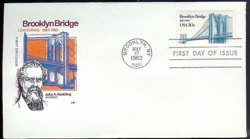 UNITED STATES FDC 20c Brooklyn Bridge 1983 Farnam