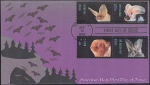 #3661-64 American Bats Homespun FDC