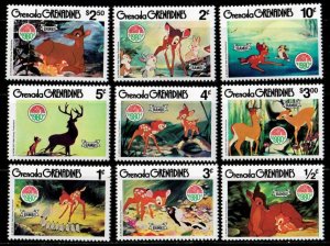 Grenadines 1980 - Disney - Christmas Bambi - Set of 9 Stamps - MNH