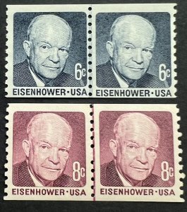 Scott#: 1401, 1402 - Dwight D. Eisenhower 6¢ 1970 BEP Line Pair MNHOG - Lot 12