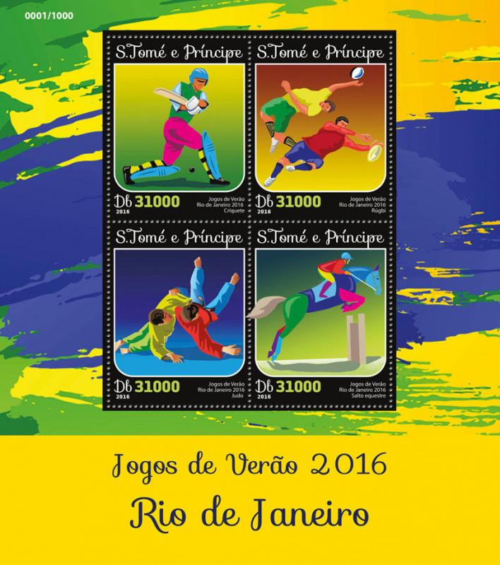 Sao Tome & Principe Summer Olympics Stamps 2016 MNH Rio 2016 Judo Rugby 4v M/S