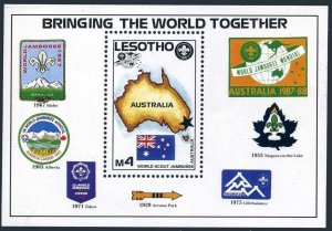 Lesotho 598 sheet,MNH.Michel 658 Bl.44. 16th World Scout Jamboree,1987-1988.Map,