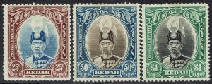 KEDAH 1937 SULTAN 25C 50C AND $1