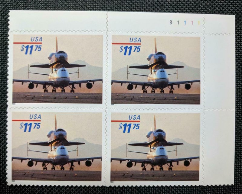 US Stamps #3262 Mint NH Plate Block of 4 Piggyback Space Shuttle Express Mail