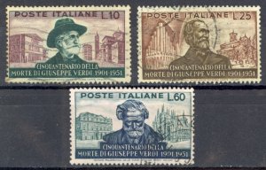 Italy Sc# 594-596 Used (a) 1951 Giuseppe Verdi