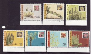 Nicaragua-Sc#1639-45-unused NH set-Flowers-Flora-Cacti-1987-