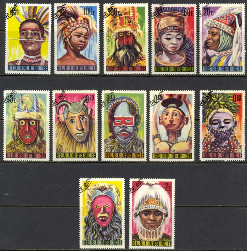 Guinea Sc# 361-371 (C68) Used (b) 1965 20c-100fr Doudou Mask, Boke