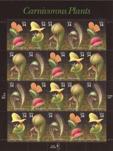 US Stamp - 2001 Carnivorous Plants - 20 Stamp Sheet - Scott #3528-31