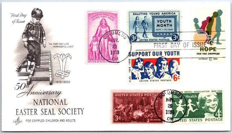 U.S. FIRST DAY COVER NATIONAL EASTER SEAL SOCIETY FOR CRIPPLED CHILDREN COMBO